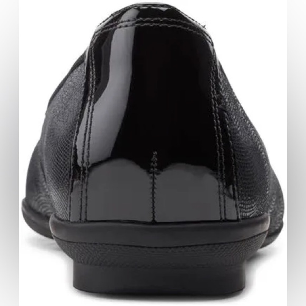Clarks Sara Orchid Black Leather Ballet Flats - Picture 4 of 9